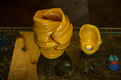Handmade Cremation Keepsake Urn "Light" - Small Urn | Amber Yellow | Ceramic - Pulvis Art Urns