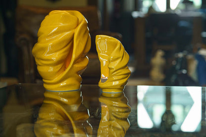 Handmade Cremation Keepsake Urn "Light" - Small Urn | Amber Yellow | Ceramic - Pulvis Art Urns