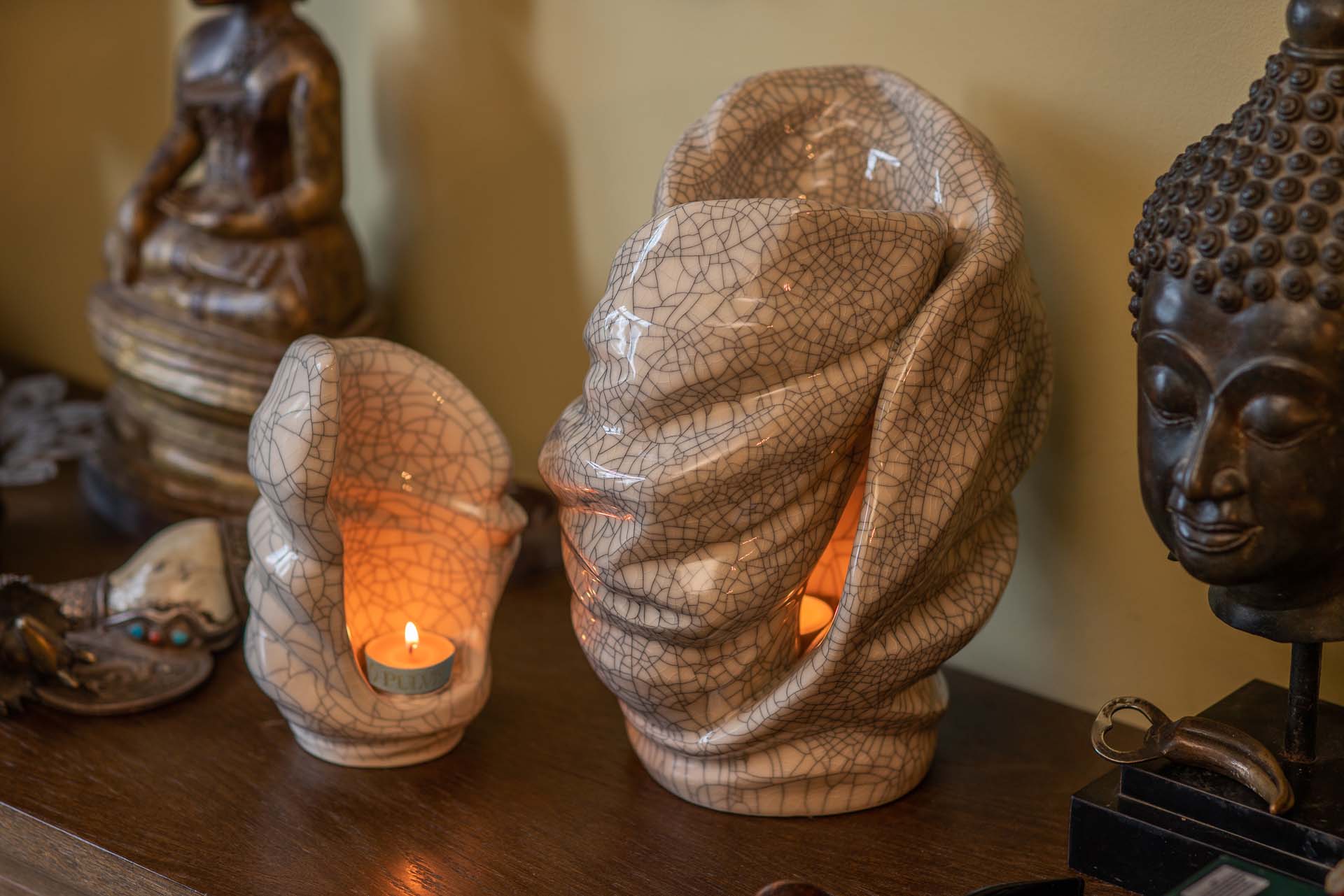 Handmade Cremation Keepsake Urn "Light" - Small Urns | Beige Grey | Ceramic - Pulvis Art Urns