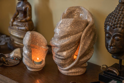 Handmade Cremation Keepsake Urn "Light" - Small Urns | Beige Grey | Ceramic - Pulvis Art Urns