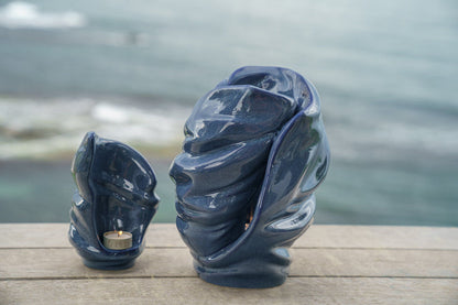 Handmade Cremation Keepsake Urn "Light" - Small Urn | Blue Melange | Ceramic - Pulvis Art Urns