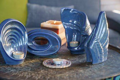 Handmade Cremation Keepsake Urn "Light" - Small Urn | Cobalt Metallic | Ceramic - Pulvis Art Urns