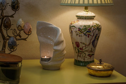 Handmade Cremation Keepsake Urn "Light" - Small Urn | Craquelure | Ceramic - Pulvis Art Urns