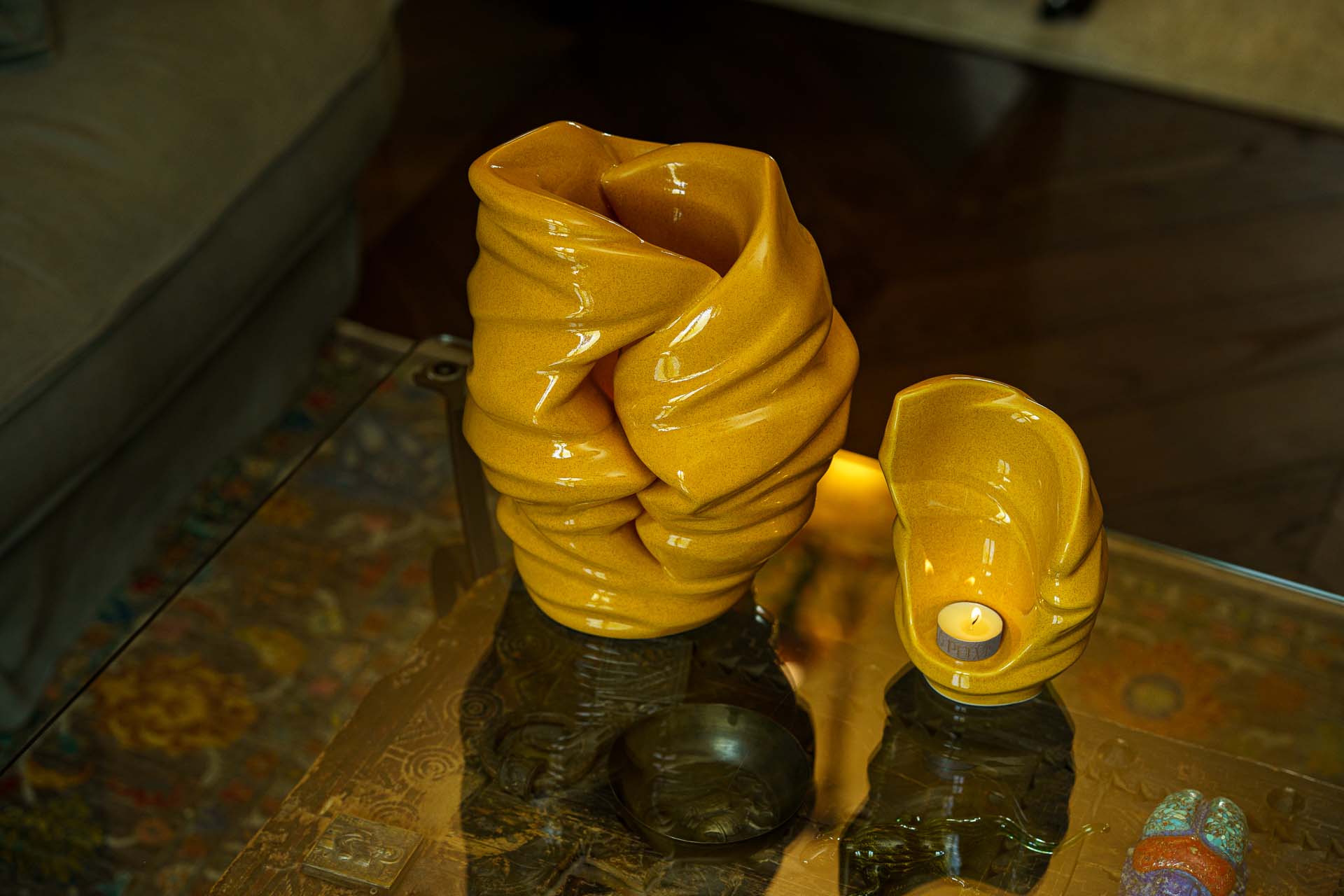 Handmade Cremation Keepsake Urn "Light" - Small Urn | Dark Sand | Ceramic - Pulvis Art Urns
