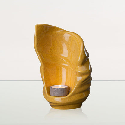 Handmade Cremation Keepsake Urn "Light" - Small Urn | Amber Yellow | Ceramic - Pulvis Art Urns