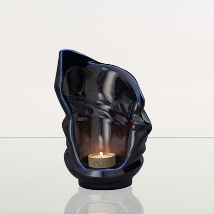 Handmade Cremation Keepsake Urn "Light" - Small Urn | Cobalt Metallic | Ceramic - Pulvis Art Urns