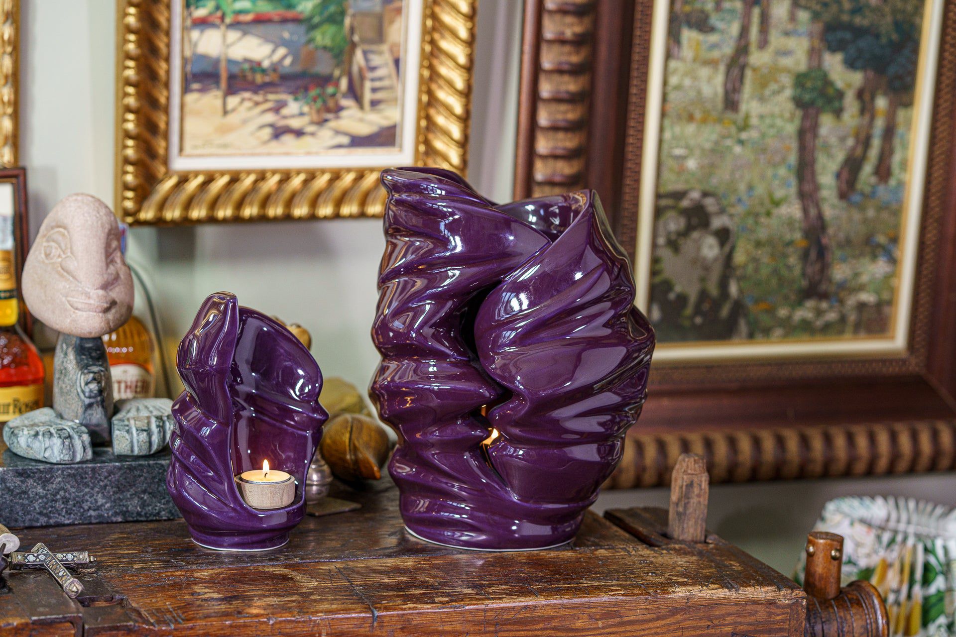 Handmade Cremation Keepsake Urn "Light" - Small Urn | Violet | Ceramic - Pulvis Art Urns