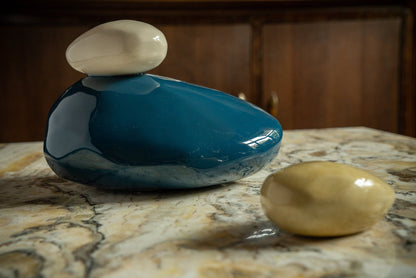 Handmade Cremation Urn for Ashes "Stone" - Large Urn | Oxide Green | Ceramic - Pulvis Art Urns