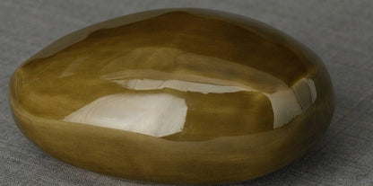 Handmade Cremation Keepsake Urn "Stone" - Small Urn | Oily Green | Ceramic - Pulvis Art Urns