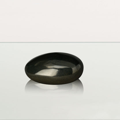 Handmade Cremation Keepsake Urn "Stone" - Small Urn | Black Gloss | Ceramic - Pulvis Art Urns