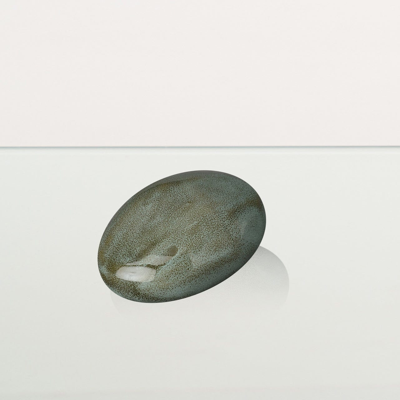 Handmade Cremation Keepsake Urn "Stone" - Small Urn | Oily Green Melange | Ceramic - Pulvis Art Urns