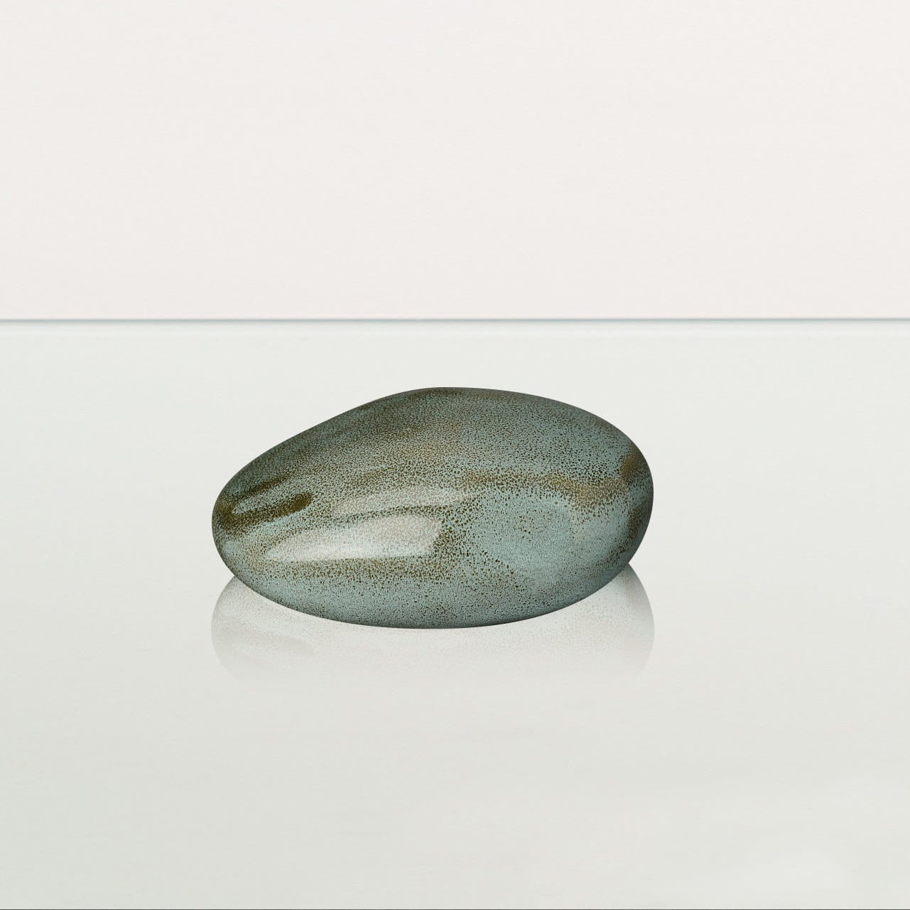 Handmade Cremation Keepsake Urn "Stone" - Small Urn | Oily Green Melange | Ceramic - Pulvis Art Urns