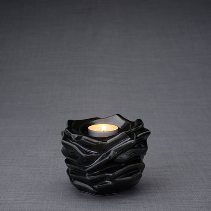 Candleholder Keepsake Urn For Ashes | Black Gloss | Ceramic Keepsake - Pulvis Art Urns