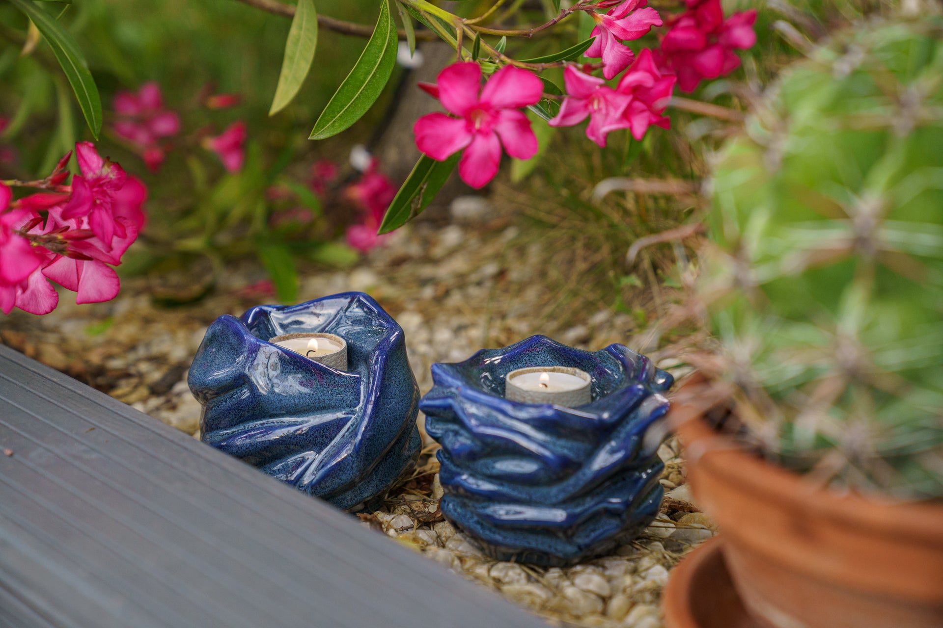Candleholder Keepsake Urn For Ashes | Blue Melange | Ceramic Keepsake - Pulvis Art Urns