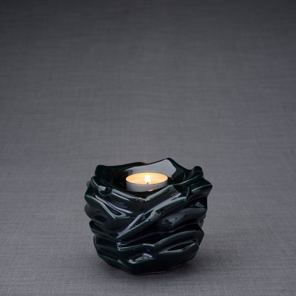 Candleholder Keepsake Urn For Ashes | Oxide Green | Ceramic Keepsake - Pulvis Art Urns