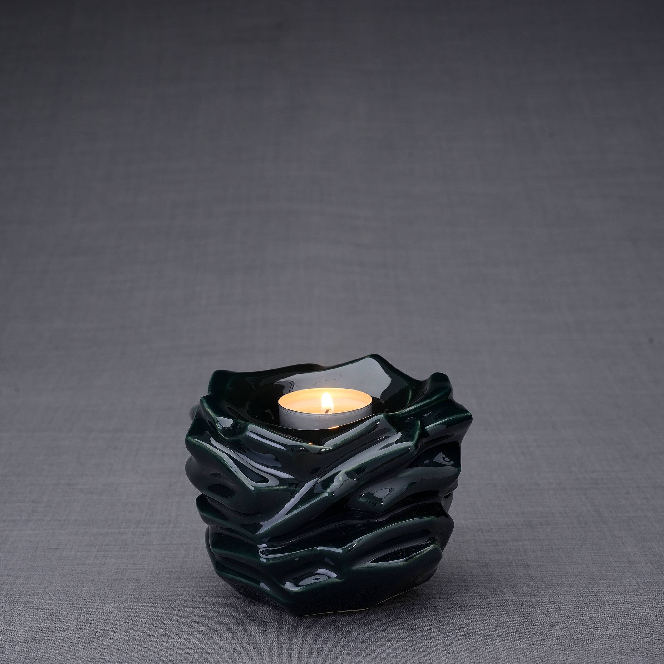 Candleholder Keepsake Urn For Ashes | Oxide Green | Ceramic Keepsake - Pulvis Art Urns