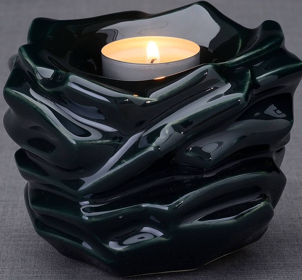 Candleholder Keepsake Urn For Ashes | Oxide Green | Ceramic Keepsake - Pulvis Art Urns