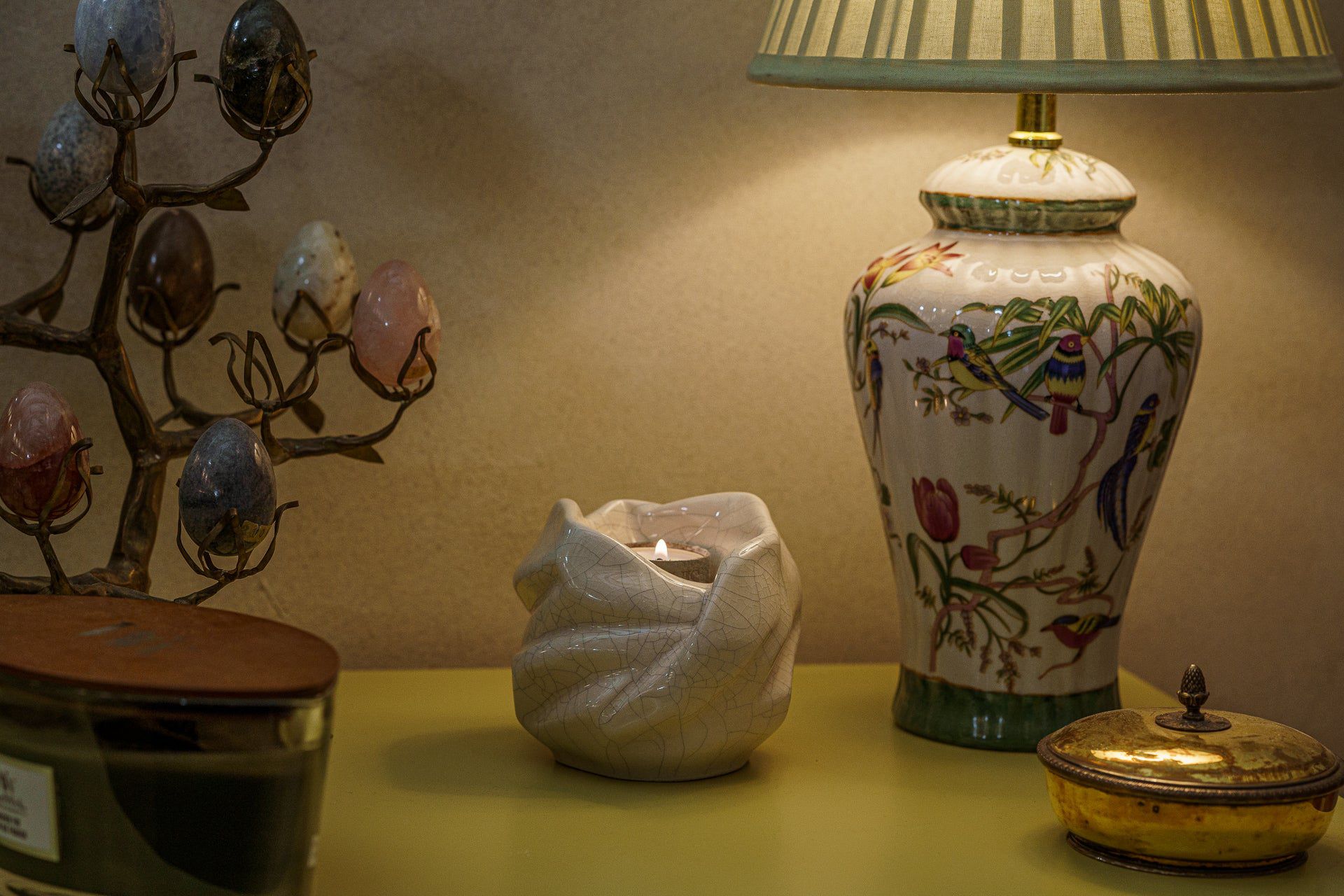 Cremation Keepsake Urn For Ashes With Candle | Craquelure | Ceramic Urn - Pulvis Art Urns