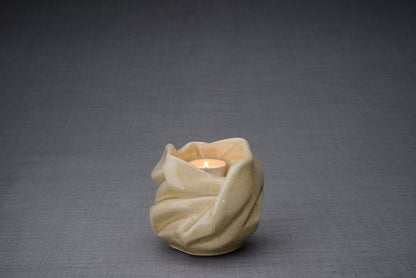 Cremation Keepsake Urn For Ashes With Candle | Light Sand | Ceramic Urn - Pulvis Art Urns