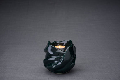Cremation Keepsake Urn For Ashes With Candle | Oxide Green | Ceramic Urn - Pulvis Art Urns