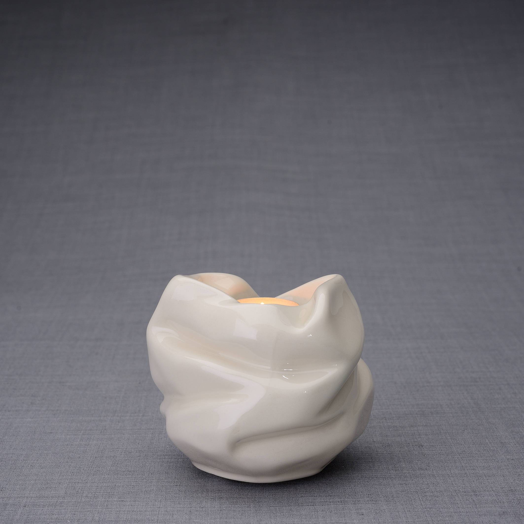 Cremation Keepsake Urn For Ashes With Candle | Off-white | Ceramic Urn - Pulvis Art Urns