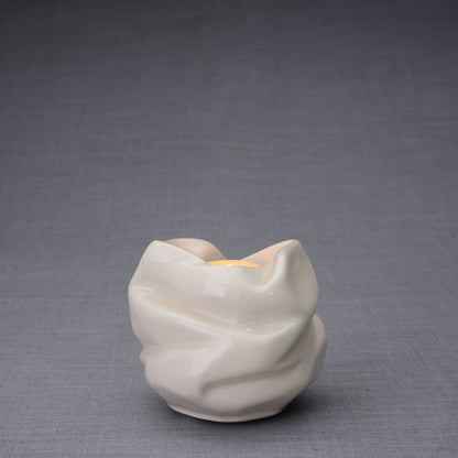 Cremation Keepsake Urn For Ashes With Candle | Off-white | Ceramic Urn - Pulvis Art Urns