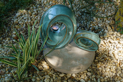 Handmade Cremation Keepsake Urn "The Passage" - Small Urn | Cobalt Metallic | Ceramic - Pulvis Art Urns