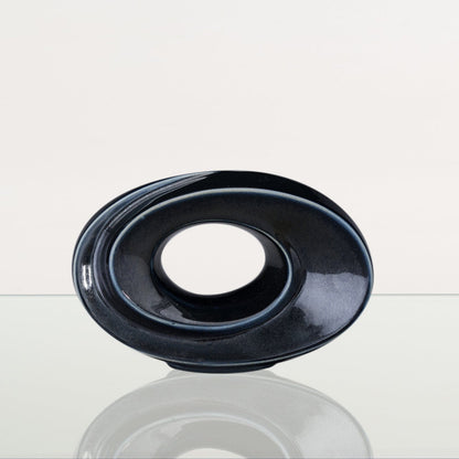 Handmade Cremation Keepsake Urn "The Passage" - Small Urn | Black Gloss Melange | Ceramic - Pulvis Art Urns