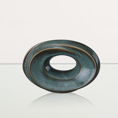 Handmade Cremation Keepsake Urn "The Passage" - Small Urn | Oily Green Melange - Pulvis Art Urns