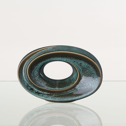 Handmade Cremation Keepsake Urn "The Passage" - Small Urn | Oily Green Melange - Pulvis Art Urns
