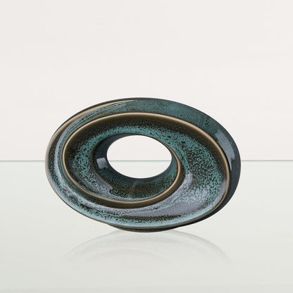 Handmade Cremation Keepsake Urn "The Passage" - Small Urn | Oily Green Melange - Pulvis Art Urns