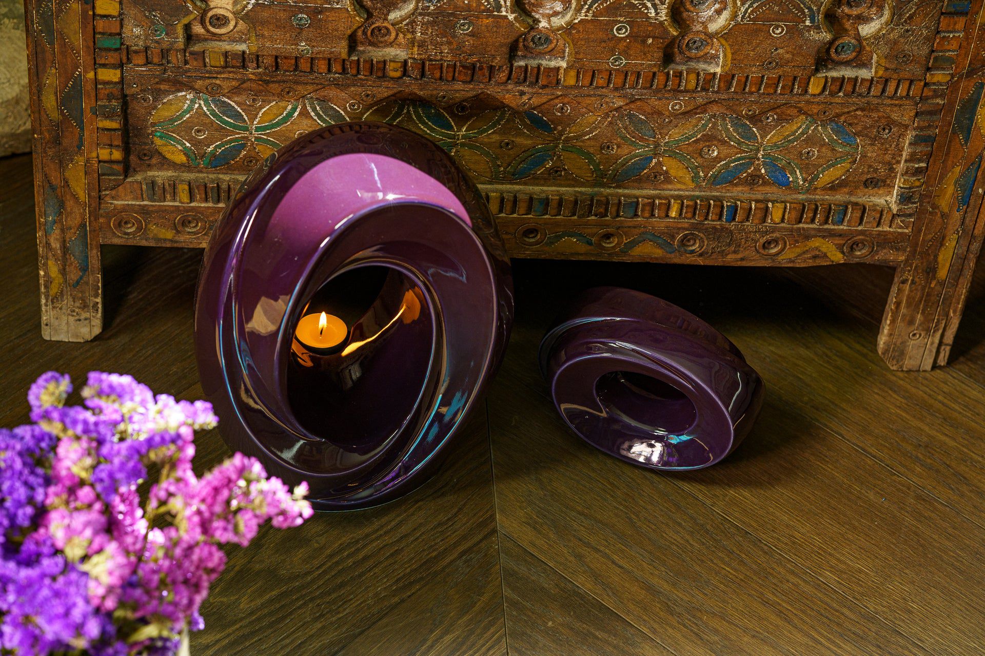 Handmade Cremation Keepsake Urn "The Passage" - Small Urn | Violet | Ceramic - Pulvis Art Urns