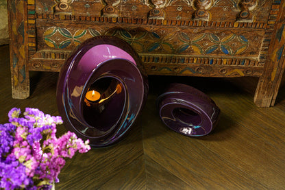 Handmade Cremation Keepsake Urn "The Passage" - Small Urn | Violet | Ceramic - Pulvis Art Urns