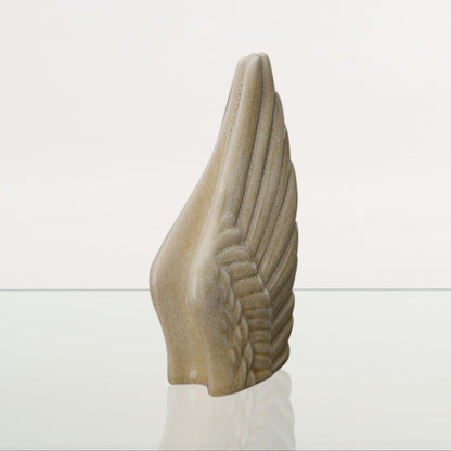 Handmade Cremation Keepsake Urn "Wings" - Small | Light Sand Melange | Ceramic - Pulvis Art Urns