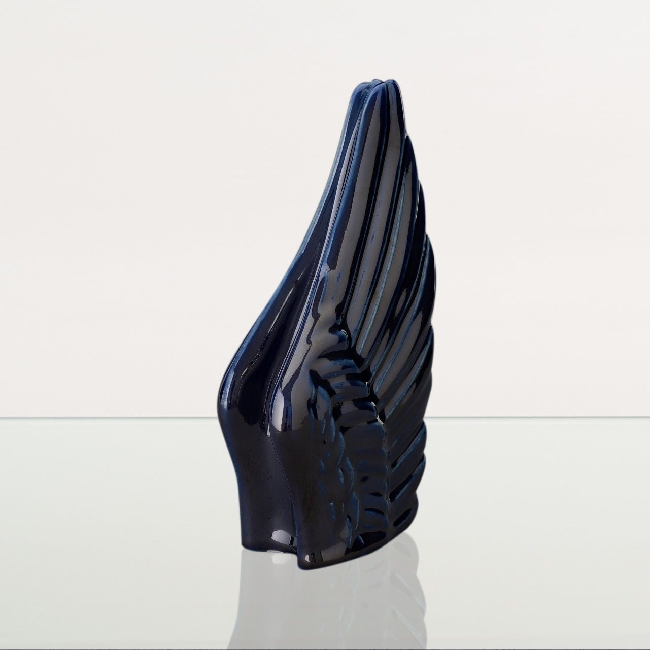 Handmade Cremation Keepsake Urn "Wings" - Small Urn | Cobalt Metallic | Ceramic - Pulvis Art Urns