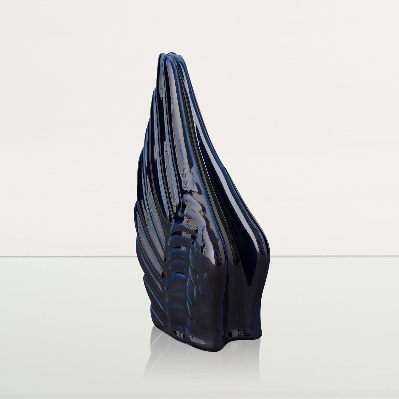 Handmade Cremation Keepsake Urn "Wings" - Small Urn | Cobalt Metallic | Ceramic - Pulvis Art Urns