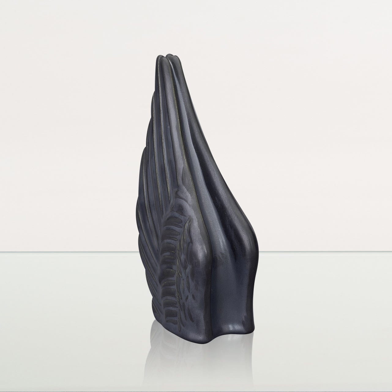 Handmade Cremation Keepsake Urn "Wings" - Small Urn | Dark Matte | Ceramic - Pulvis Art Urns