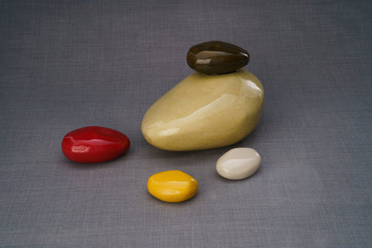 Handmade Mini Keepsake Urn "Palm Stone" - Light Sand | Mini Ceramic Urn - Pulvis Art Urns