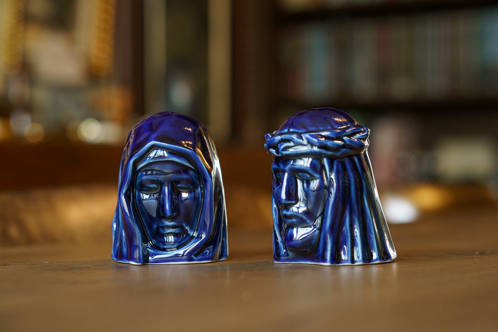 Handmade Mini Keepsake Urn "The Christ" - Cobalt Metallic | Ceramic Mini Urn - Pulvis Art Urns