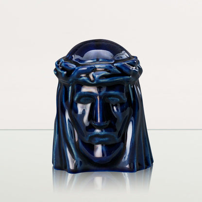 Handmade Mini Keepsake Urn "The Christ" - Cobalt Metallic | Ceramic Mini Urn - Pulvis Art Urns