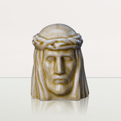 Handmade Mini Keepsake Urn "The Christ" - Light Sand | Ceramic Mini Urn - Pulvis Art Urns
