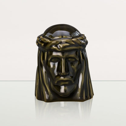 Handmade Mini Keepsake Urn "The Christ" - Oily Green | Ceramic Mini Urn - Pulvis Art Urns