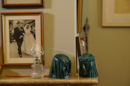 Handmade Mini Keepsake Urn "The Christ" - Oxide Green | Ceramic Mini Urn - Pulvis Art Urns