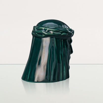 Handmade Mini Keepsake Urn "The Christ" - Oxide Green | Ceramic Mini Urn - Pulvis Art Urns