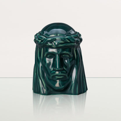Handmade Mini Keepsake Urn "The Christ" - Oxide Green | Ceramic Mini Urn - Pulvis Art Urns