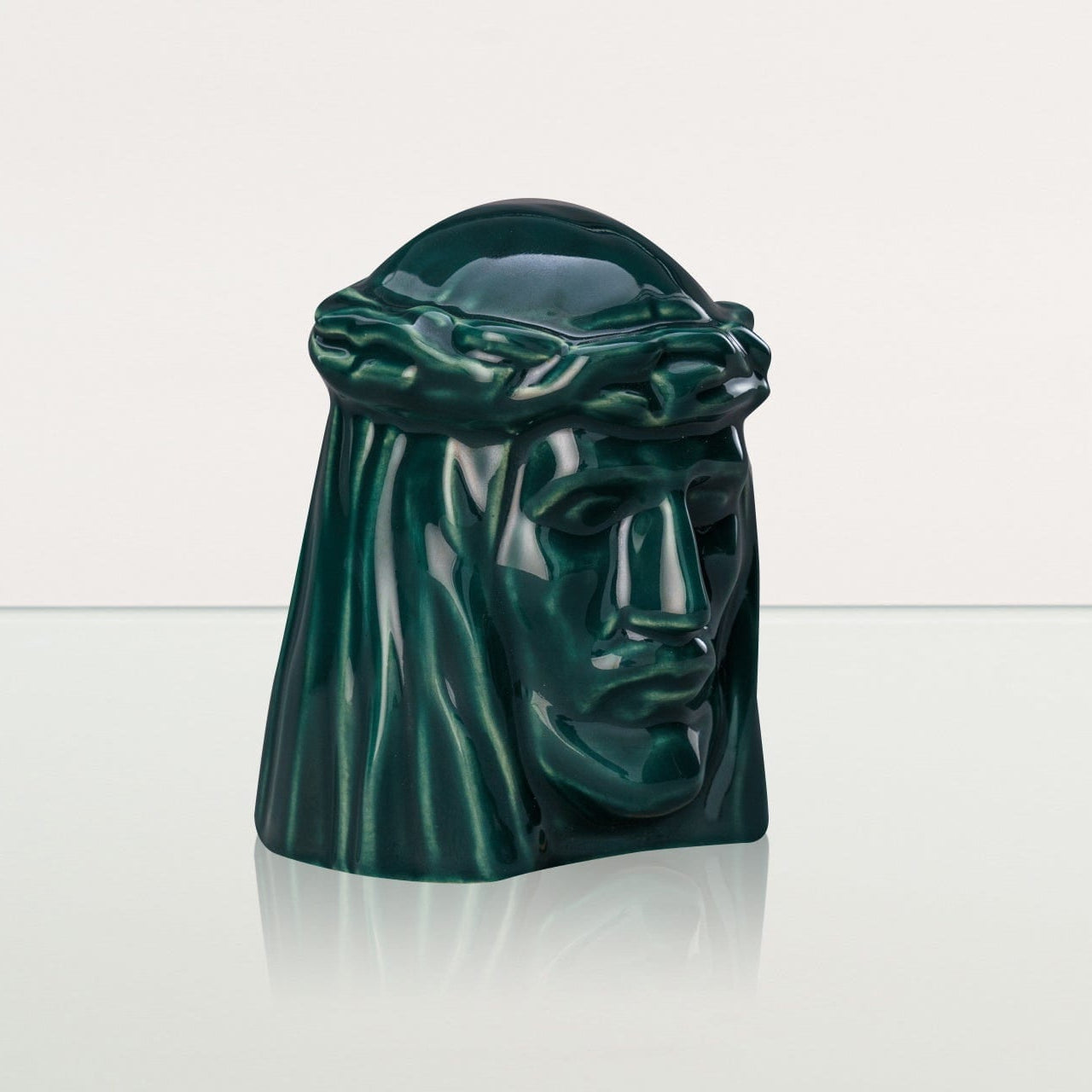 Handmade Mini Keepsake Urn "The Christ" - Oxide Green | Ceramic Mini Urn - Pulvis Art Urns