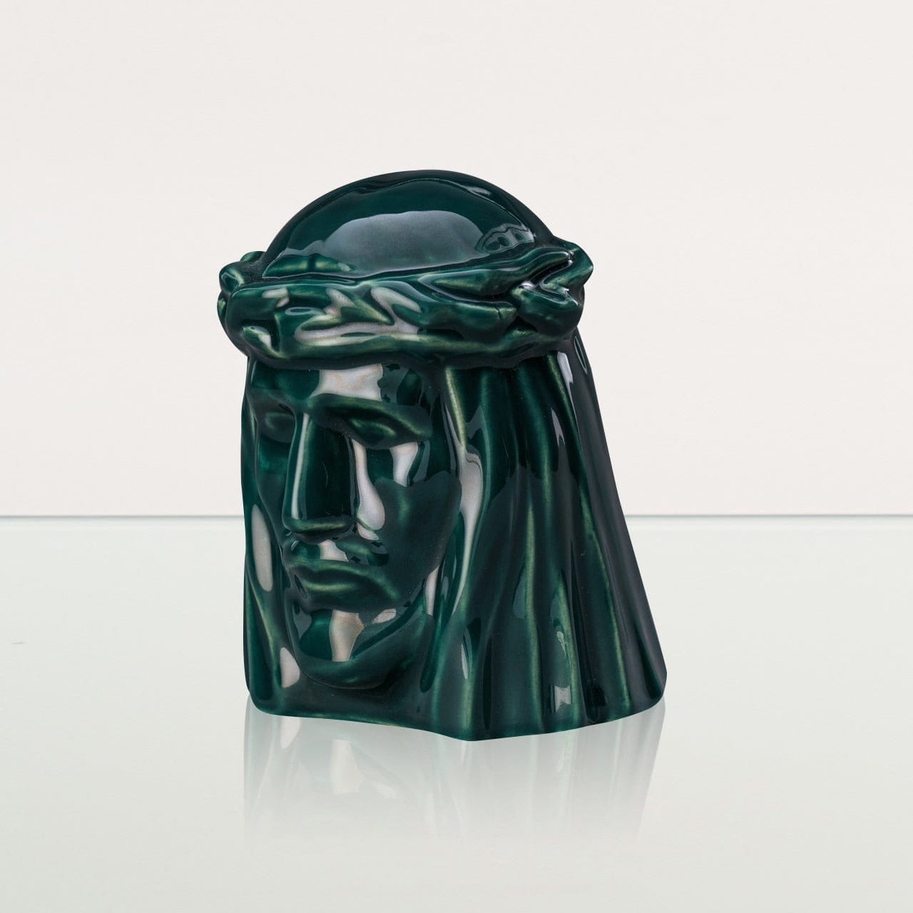 Handmade Mini Keepsake Urn "The Christ" - Oxide Green | Ceramic Mini Urn - Pulvis Art Urns