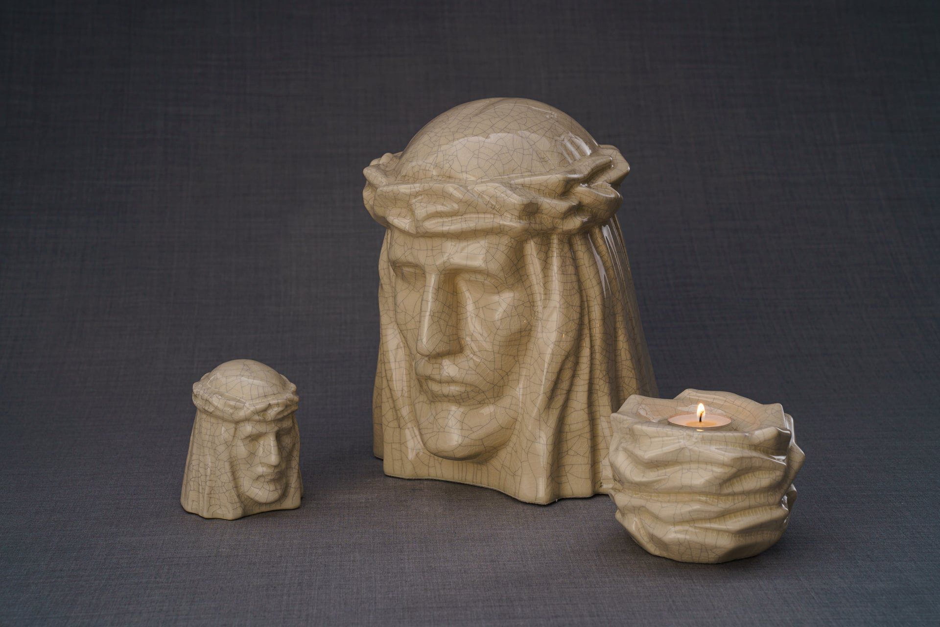 Handmade Mini Keepsake Urn "The Christ" - Off-white | Ceramic Mini Urn - Pulvis Art Urns