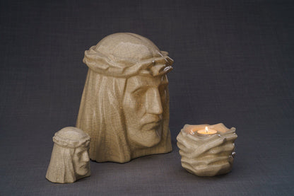 Handmade Mini Keepsake Urn "The Christ" - Off-white | Ceramic Mini Urn - Pulvis Art Urns