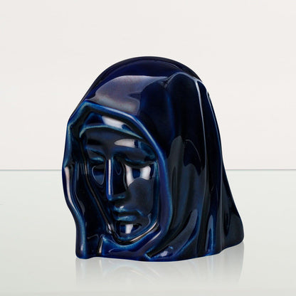 Handmade Mini Keepsake Urn "The Holy Mother" - Cobalt Metallic | Ceramic Mini Urn - Pulvis Art Urns